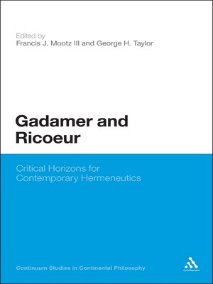 cover image of Gadamer and Ricoeur